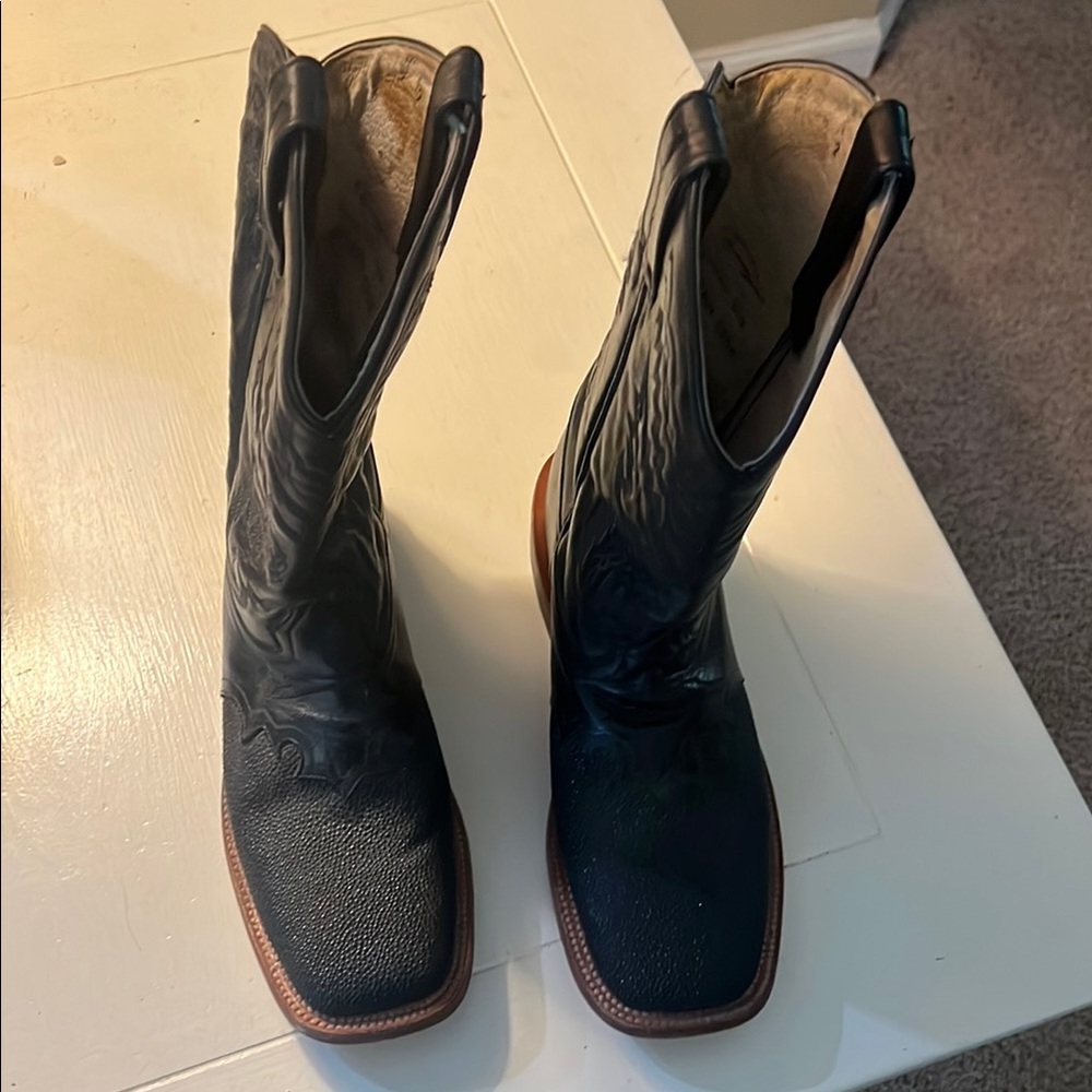 Black Leather Cowboy Boots